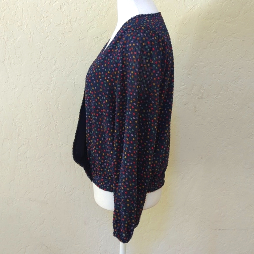 Madewell Lyric Wrap Long Sleeve Top in Confetti Dot Dark Nightfall Size Small - Picture 8 of 13